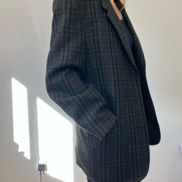 Vintage Trek Plaid Preppy Academia Blazer Jacket Shacket Oversized L XL Leather - Picture 4 of 15